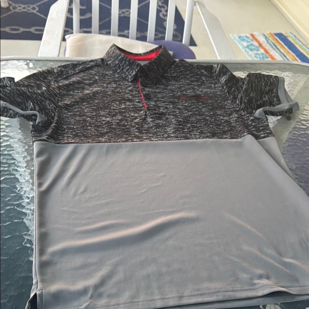 Adidas Men's Gray and Black Polo Shirt